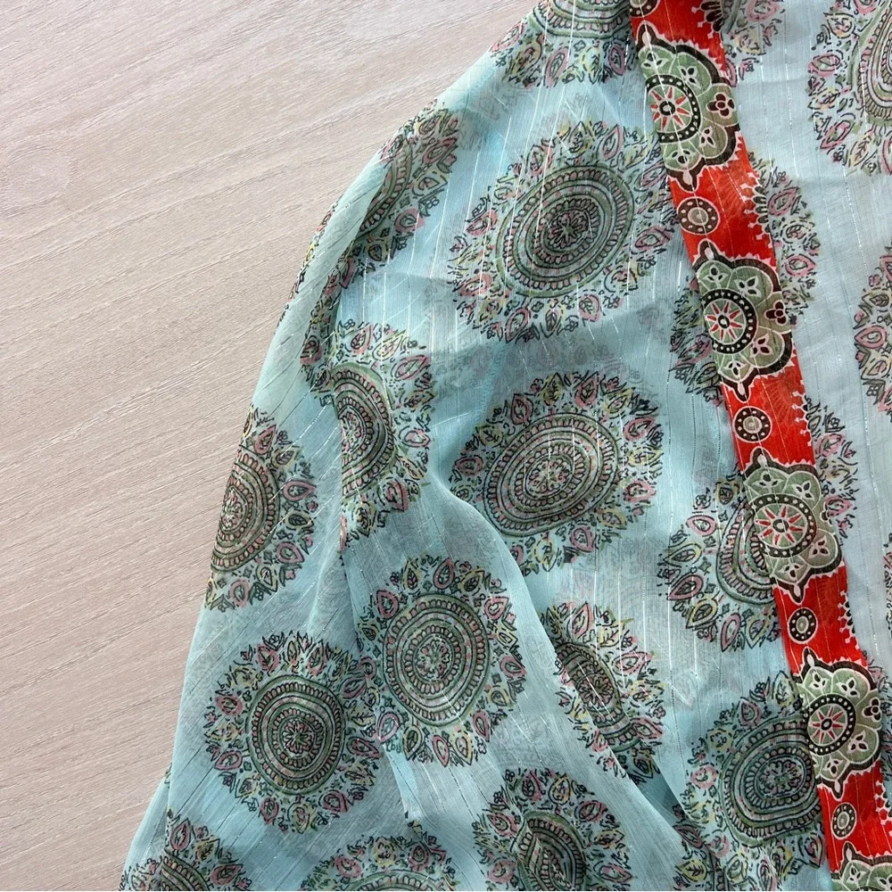 NWOT Free People Kantha Shimmer Tie Front Kimono - Picture 7 of 8